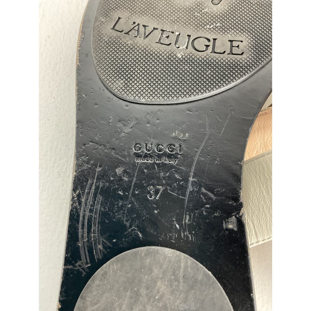Gucci 'Marmont' Black Leather Thong Sandals Size 7 - Picture 12 of 12